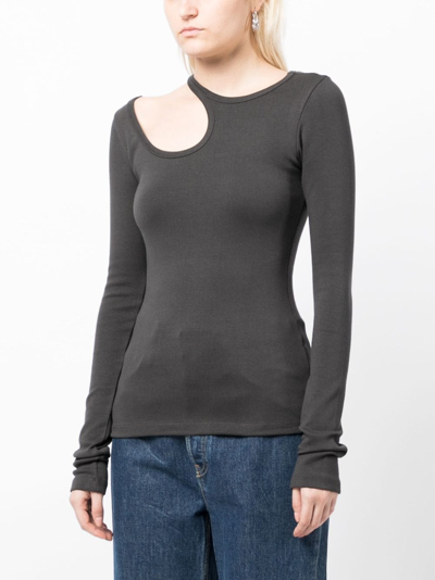 Shop Low Classic Cut-out Detail Cotton Top In Grey