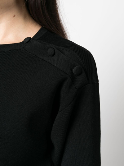 Shop Yves Salomon Fine-knit Cropped Sweatshirt In Black