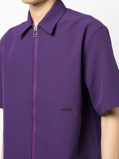 Shop Oamc Ian Zip-up Shirt In Purple
