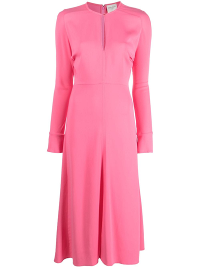 Shop Forte Forte Cut-out Flared Midi Dress In Pink