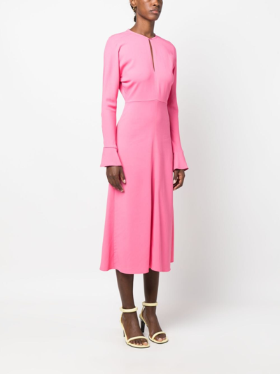 Shop Forte Forte Cut-out Flared Midi Dress In Pink