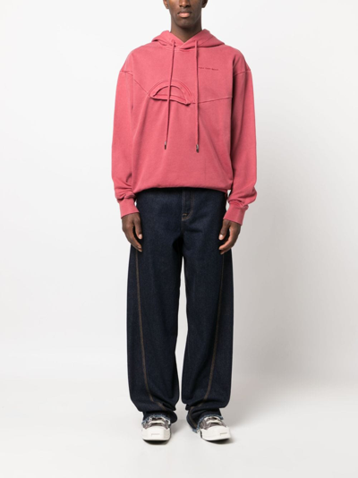 Shop Feng Chen Wang Double-collar Cotton Hoodie In Pink