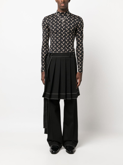 MARINE SERRE PLEATED-PANEL WIDE-LEG TROUSERS 