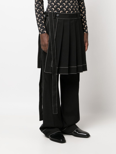 MARINE SERRE PLEATED-PANEL WIDE-LEG TROUSERS 