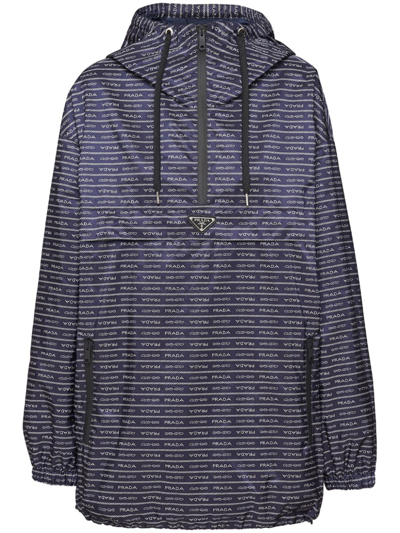 Shop Prada Triangle-logo Printed Raincoat In Blue