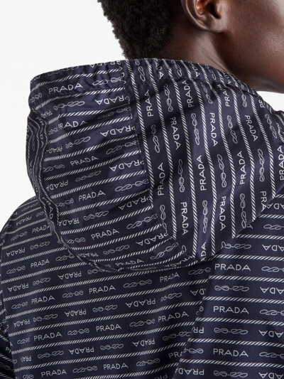 Shop Prada Triangle-logo Printed Raincoat In Blue