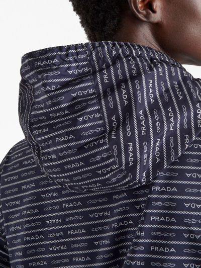 Prada Logo-print Nylon Blouson Jacket In Blue