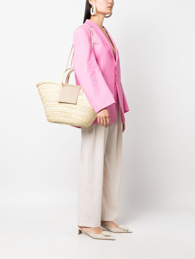 Shop Jacquemus Le Panier Soli Raffia Tote Bag In Neutrals