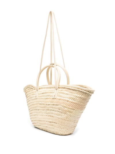 Shop Jacquemus Le Panier Soli Raffia Tote Bag In Neutrals