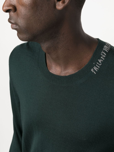 Zadig & Voltaire Slongan Print Knitted Jumper In Green