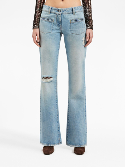 Palm Angels Blue Bootcut Denim Pants In Blue