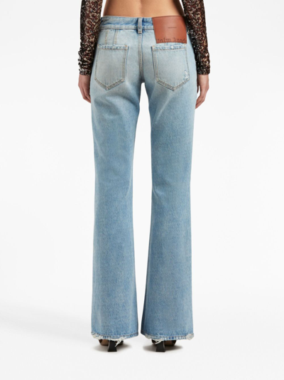 Shop Palm Angels Low-rise Bootcut Jeans In Blue