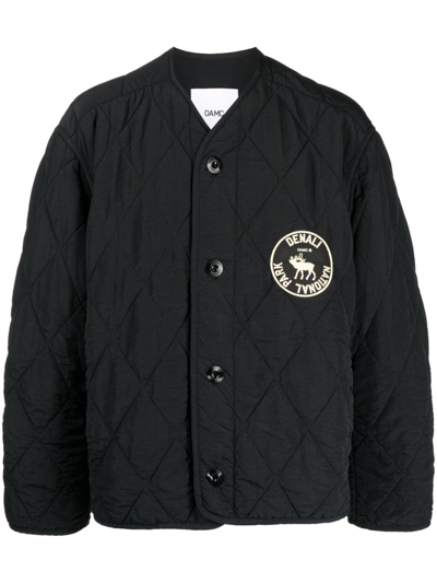 Shop Oamc Graphic-print Matelassé-effect Jacket In Black