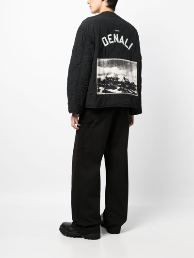 Shop Oamc Graphic-print Matelassé-effect Jacket In Black