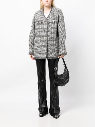 Shop B+ab Metallic-threading Tweed Jacket In Grey