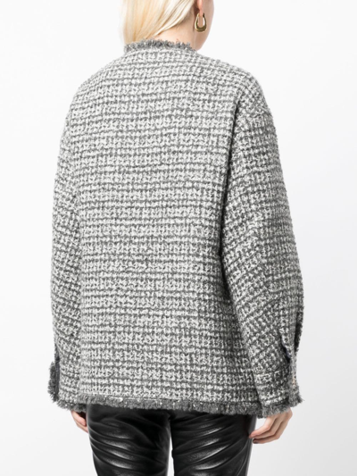 Shop B+ab Metallic-threading Tweed Jacket In Grey