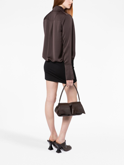 Shop 16arlington Dara Long-sleeve Minidress In Brown
