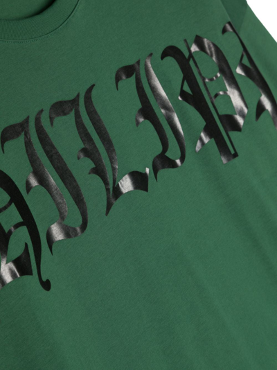 Shop Philipp Plein Junior Logo-print Cotton T-shirt In Green