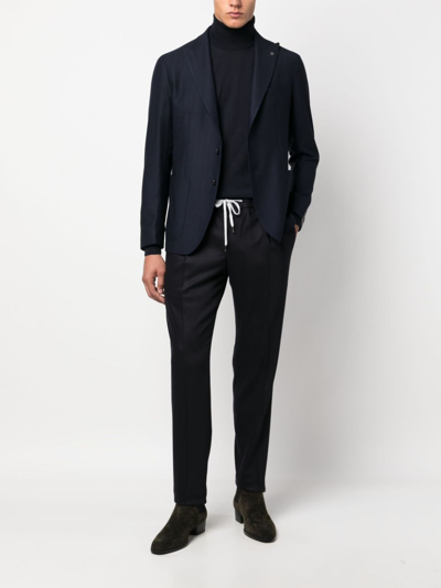 Pt Torino Elasticated-waist Tapered Trousers In Blue