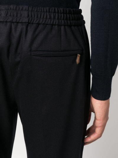 Pt Torino Elasticated-waist Tapered Trousers In Blue