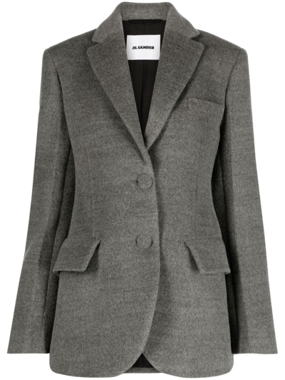 Shop Jil Sander Single-breasted Wool Blazer In Grey