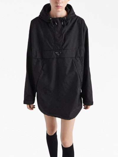 Shop Prada Triangle-logo Printed Raincoat In Black