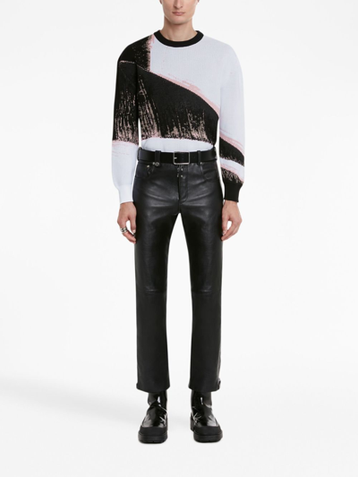Shop Alexander Mcqueen Cropped Slim-cut Leather Trousers In Black