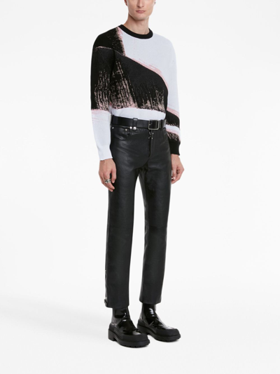 Shop Alexander Mcqueen Cropped Slim-cut Leather Trousers In Black