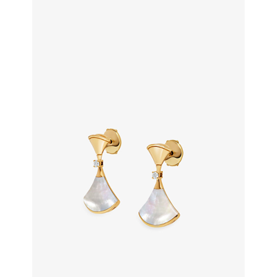 Shop Bvlgari Womens Yellow Gold Divas' Dream 18ct Yellow-gold, 0.07ct Diamond And Mother-of-pearl Earring
