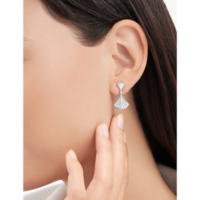 Shop Bvlgari Womens White Gold Divas' Dream 18ct White-gold And 0.94ct Diamond Earrings