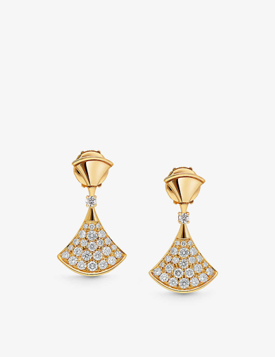 Shop Bvlgari Womens Yellow Gold Divas' Dream 18ct Yellow-gold And 0.94ct Diamond Earrings