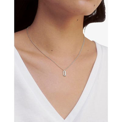 Monica Vinader Womens Sterling Silver I Letter-charm Recycled Sterling-silver Pendant Necklace In Sterling Silver