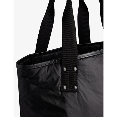Shop Sacai Black Brand-embroidered Shell Tote Bag