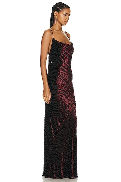 Saint Laurent Sleeveless Draped Gown In Noir Bordeaux