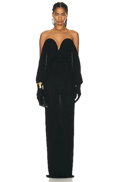Shop Saint Laurent Strapless Dress In Noir