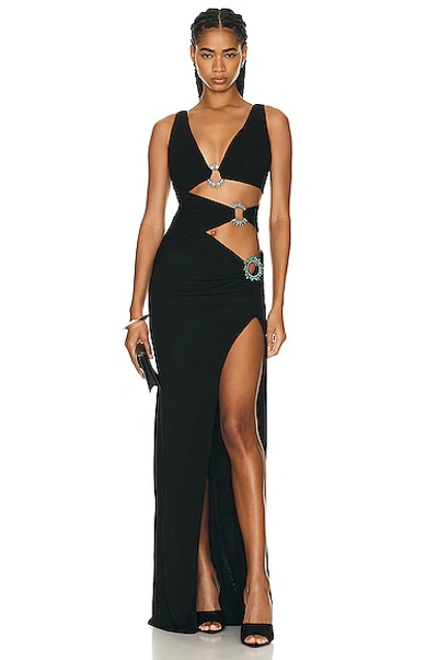 Shop Roberto Cavalli Cut Out Gown In Nero 191101