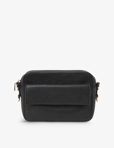 Shop Reiss Womens Black Cleo Camera Leather Cross-body Bag