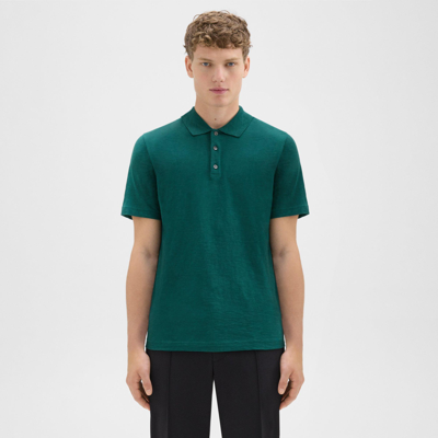 Shop Theory Bron Polo Shirt In Cosmos Slub Cotton In Foliage