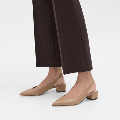 Shop Theory Slingback Pump In Leather In Dark Nude