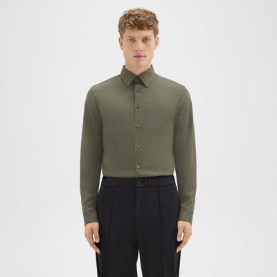 Shop Theory Sylvain Shirt In Structure Knit In Uniform