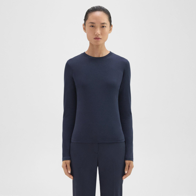 Shop Theory Tiny Long-sleeve Tee In Organic Cotton In Nocturne Navy