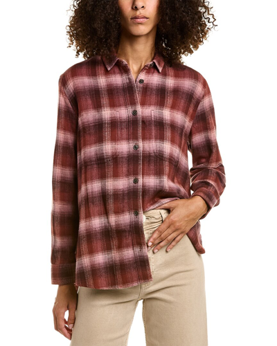 Shop Madewell Flannel Oversized Ex-boyfriend Swing Shirt In Red