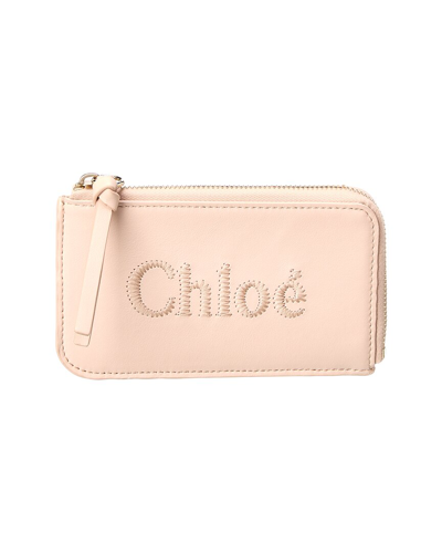 Shop Chloé Sense Leather Coin Purse In Pink
