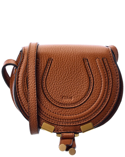 Shop Chloé Marcie Nano Leather Crossbody In Brown