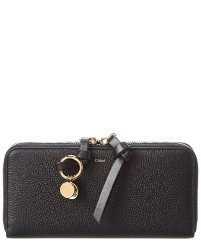 Shop Chloé Alphabet Leather Zip Around Wallet In Black