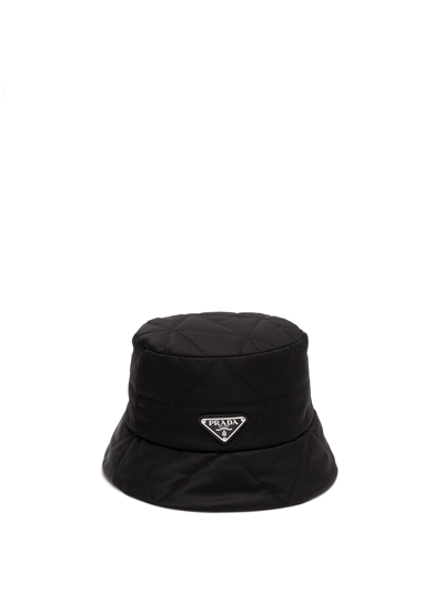 Shop Prada `re-nylon` Hat In Black  