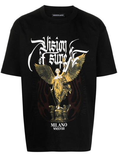 Shop Vision Of Super `rock Mather` Graphic T-shirt In Black  