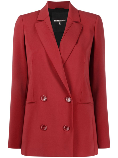 Shop Patrizia Pepe Double-breasted Blazer In Red