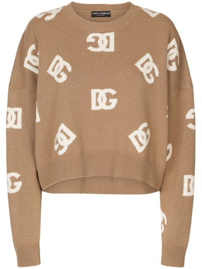 Shop Dolce & Gabbana Sweater With Logo In Brown