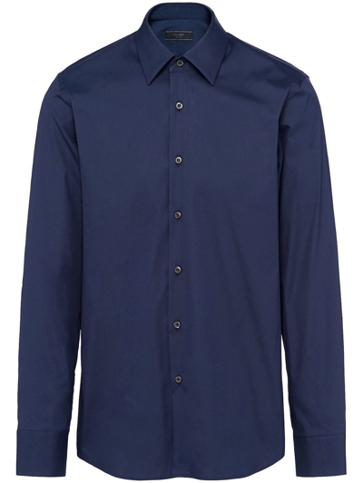 Shop Prada Stretch Popeline Shirt In Blue